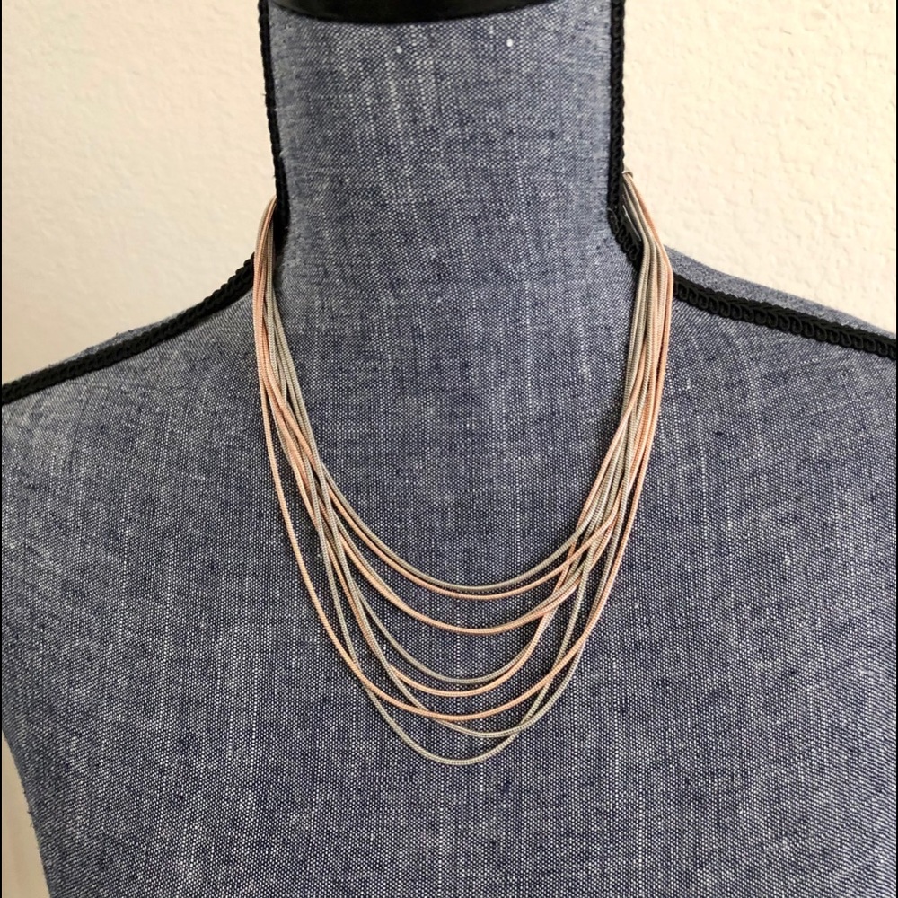 NWT Rose-gold and Silver Multi Chain Necklace